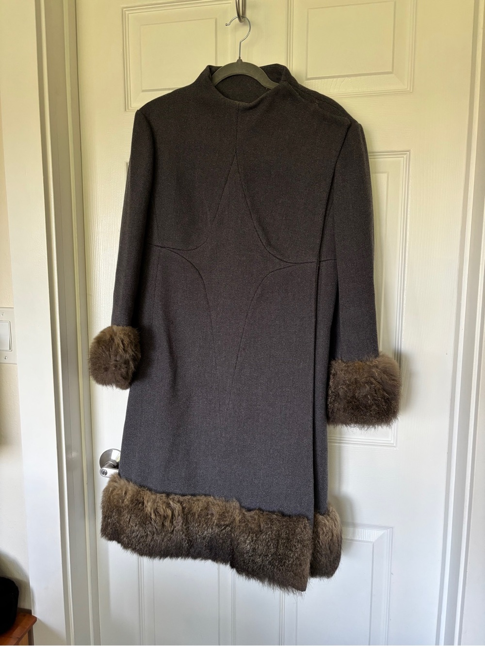 Vintage Wool Coat with Fur Trim